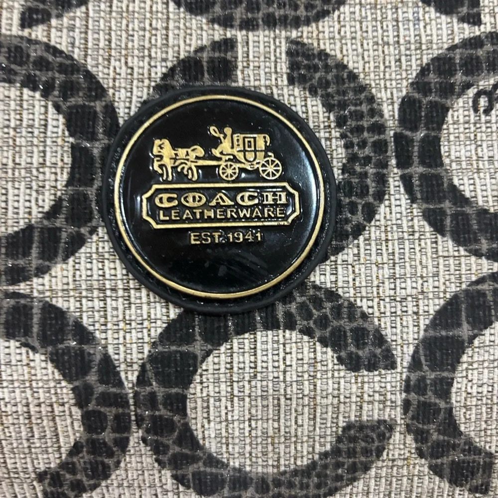 Coach Monogram Black and Cream Shoulder Bag - Picture 2 of 5